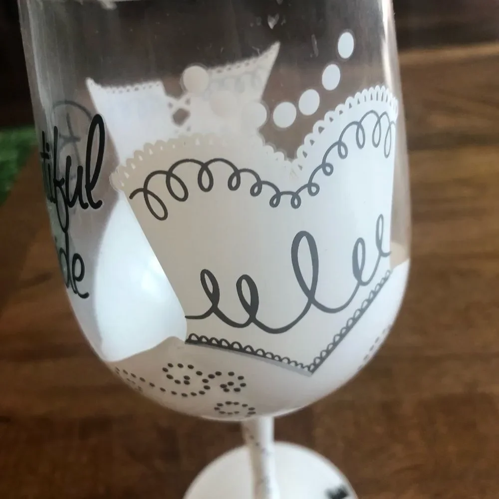 Hand painted Beautiful Bride wine glass